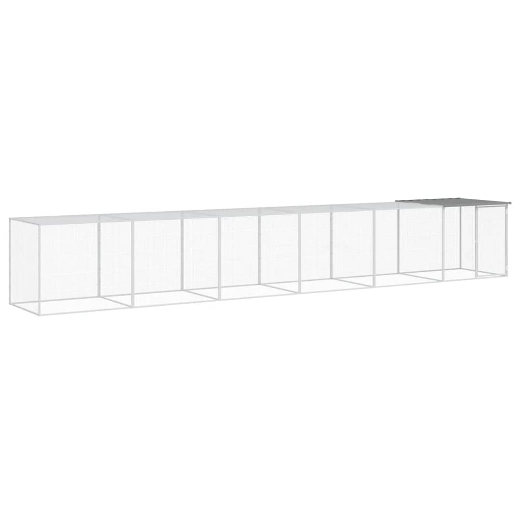 Hühnerkäfig mit Dach Hellgrau 603x98x90 cm Verzinkter Stahl