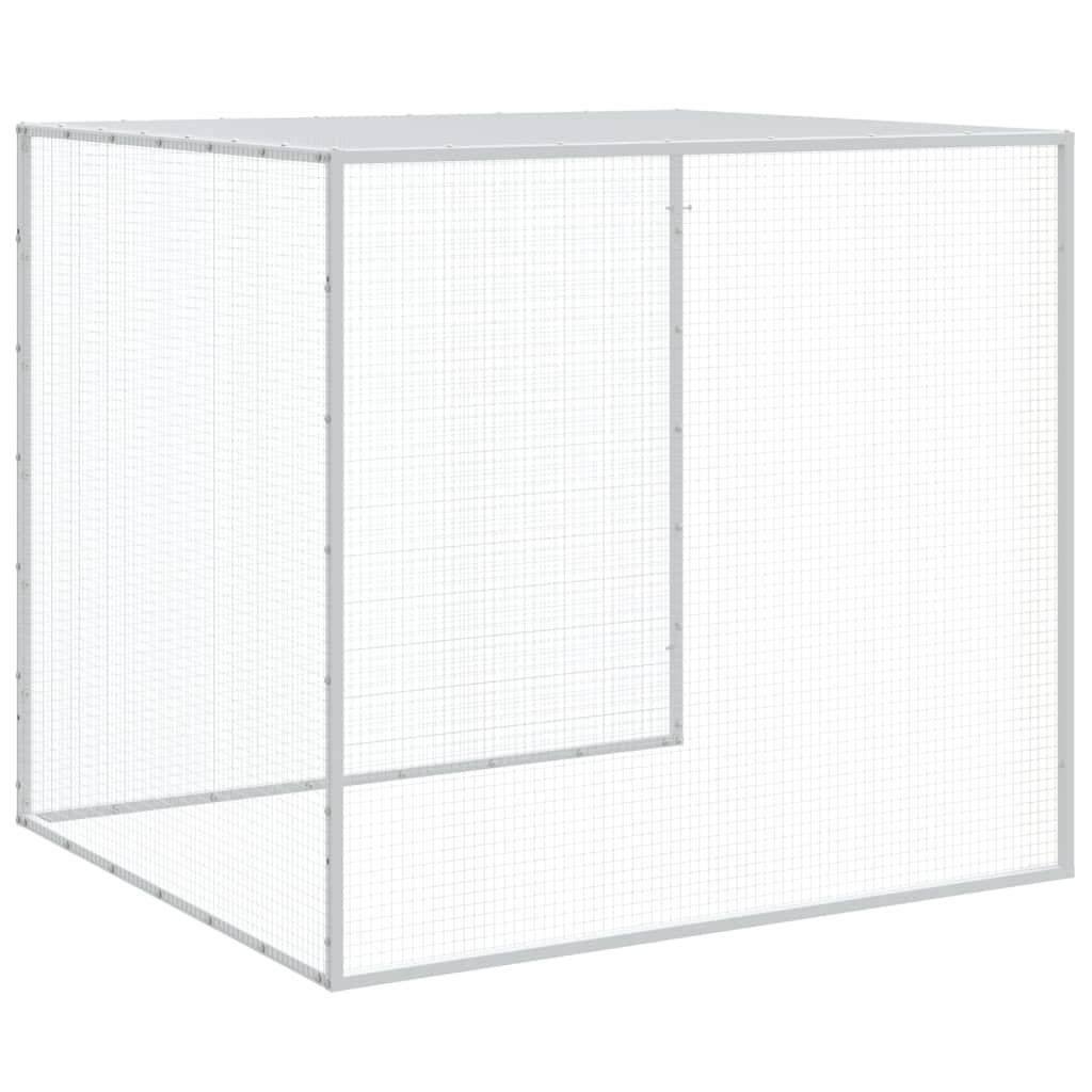 Hühnerkäfig mit Dach Hellgrau 603x98x90 cm Verzinkter Stahl