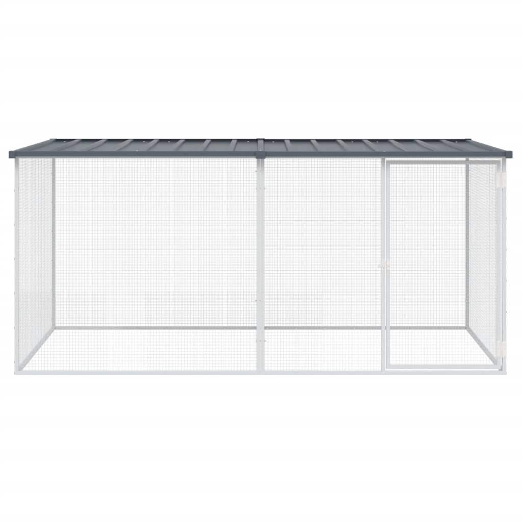 Hühnerkäfig mit Dach Anthrazit 203x98x90 cm Verzinkter Stahl