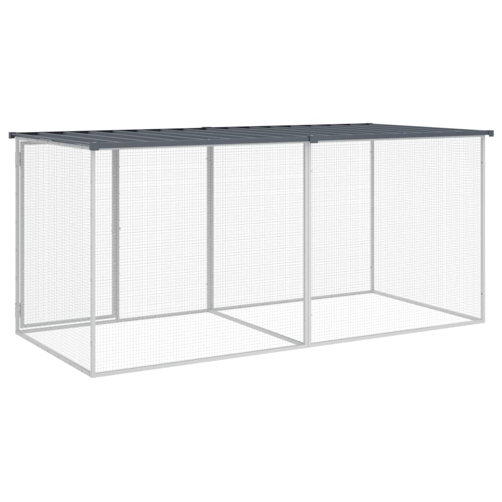 Hühnerkäfig mit Dach Anthrazit 203x98x90 cm Verzinkter Stahl