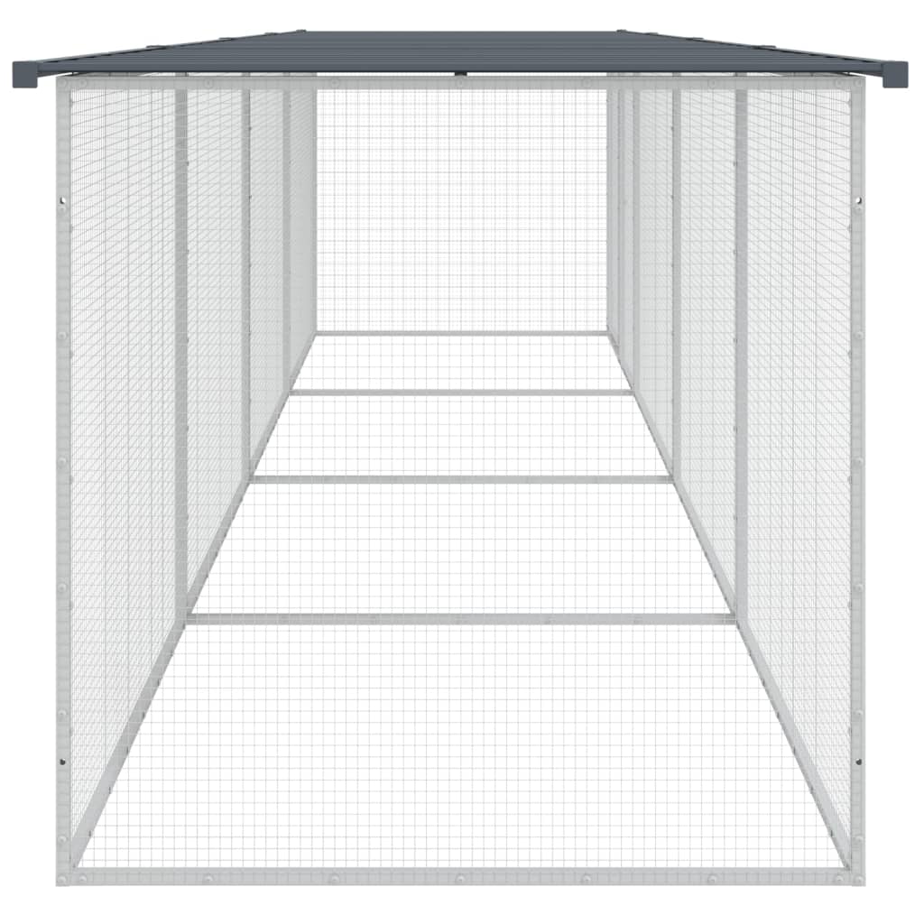 Hühnerkäfig mit Dach Anthrazit 403x98x90 cm Verzinkter Stahl