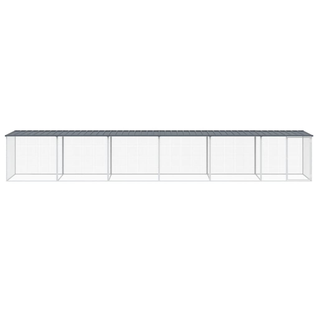 Hühnerkäfig mit Dach Anthrazit 603x98x90 cm Verzinkter Stahl