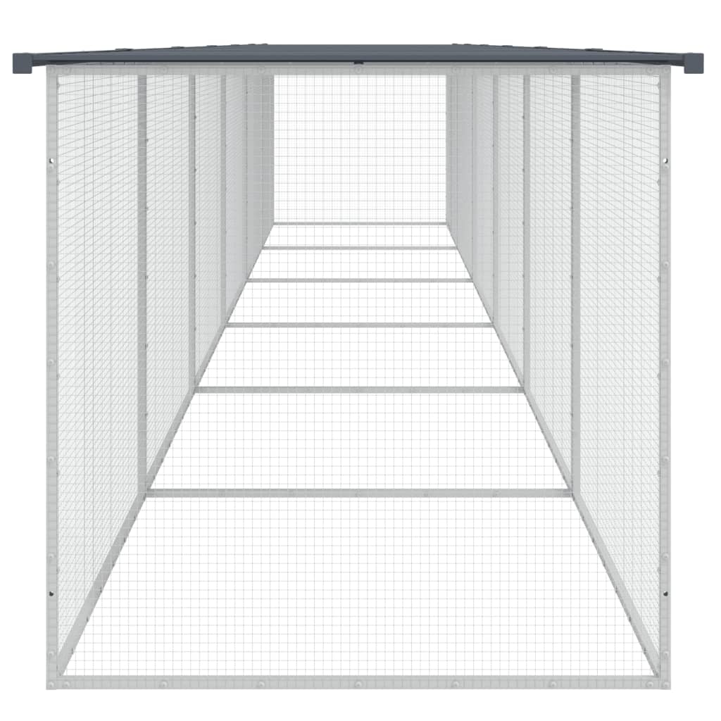 Hühnerkäfig mit Dach Anthrazit 603x98x90 cm Verzinkter Stahl