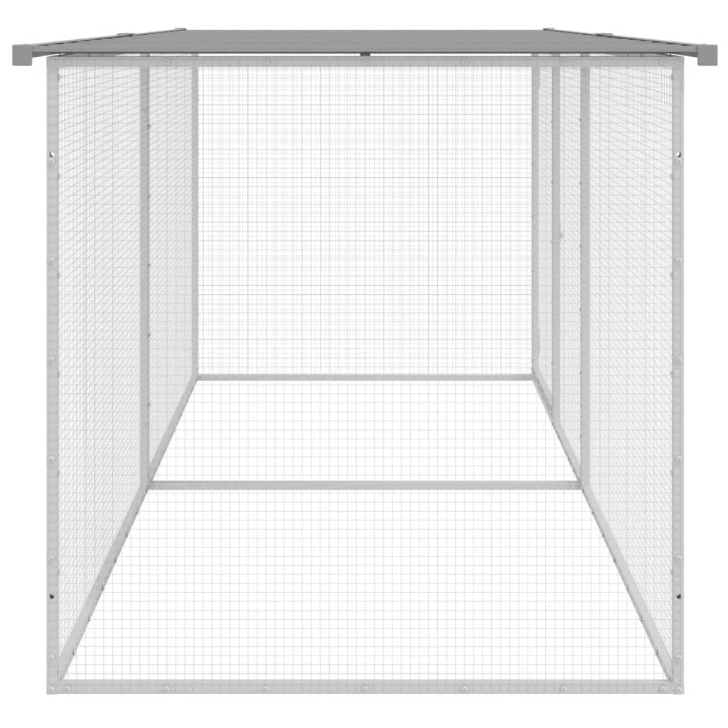 Hühnerkäfig mit Dach Hellgrau 203 x 98 x 90 cm Verzinkter Stahl