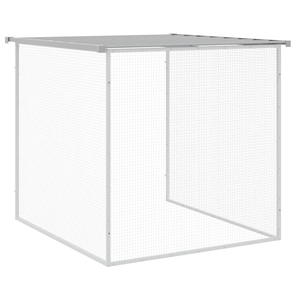 Hühnerkäfig mit Dach Hellgrau 203 x 98 x 90 cm Verzinkter Stahl