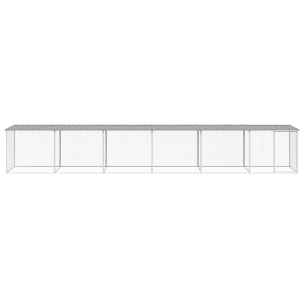 Hühnerkäfig mit Dach Hellgrau 603x98x90 cm Verzinkter Stahl