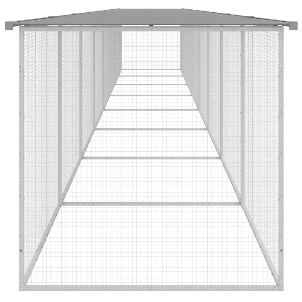 Hühnerkäfig mit Dach Hellgrau 803x98x90 cm Verzinkter Stahl