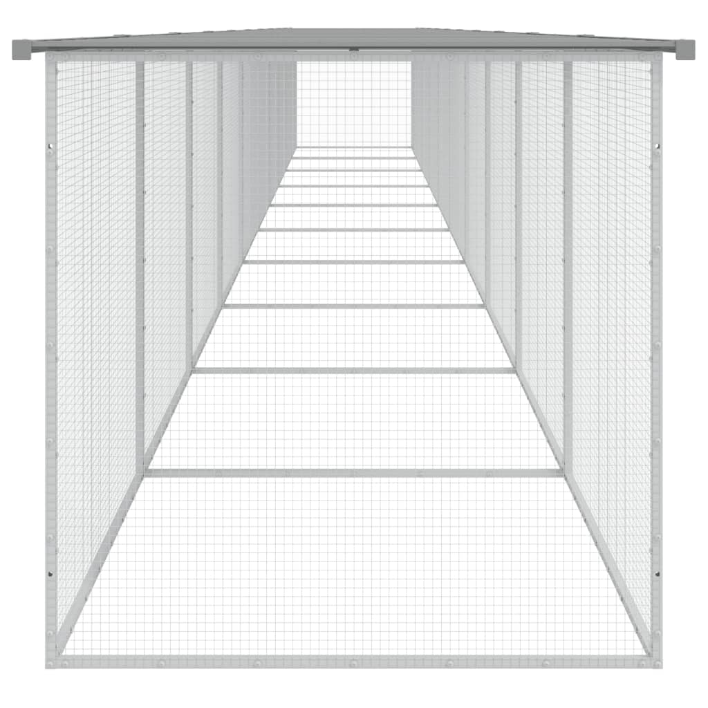 Hühnerkäfig mit Dach Hellgrau 1003x98x90 cm Verzinkter Stahl