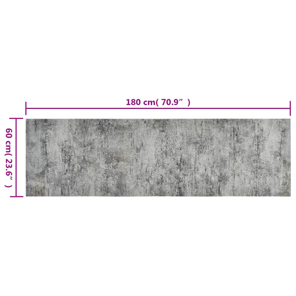 Küchenteppich Waschbar Beton 60x180 cm Samt