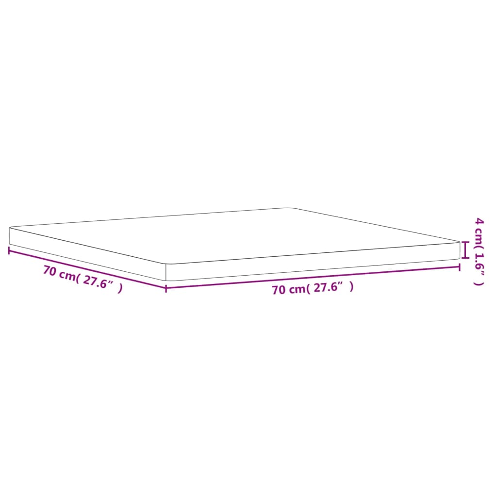 Tischplatte 70x70x4 cm Quadratisch Massivholz Buche