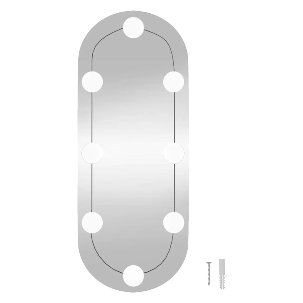Wandspiegel mit LED-Leuchten 20x50 cm Glas Oval