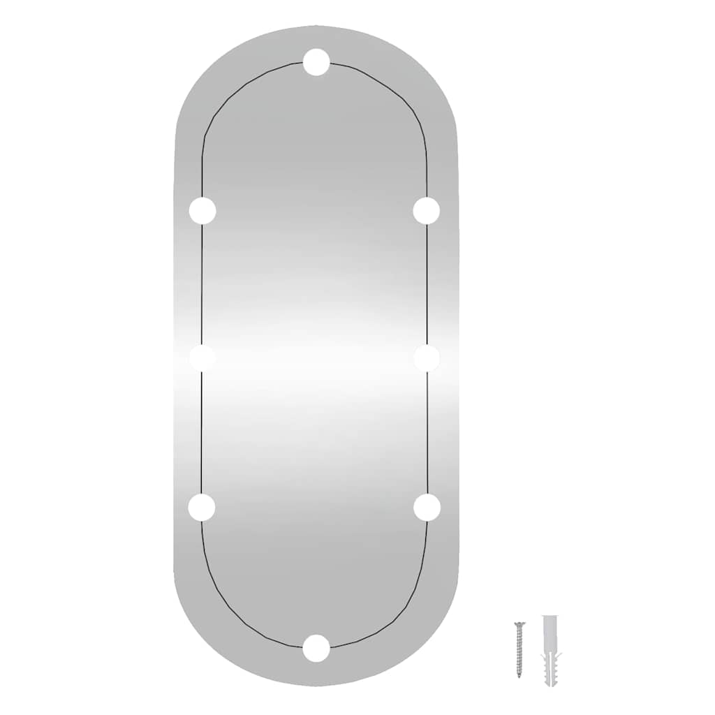 Wandspiegel mit LED-Leuchten 30x70 cm Glas Oval