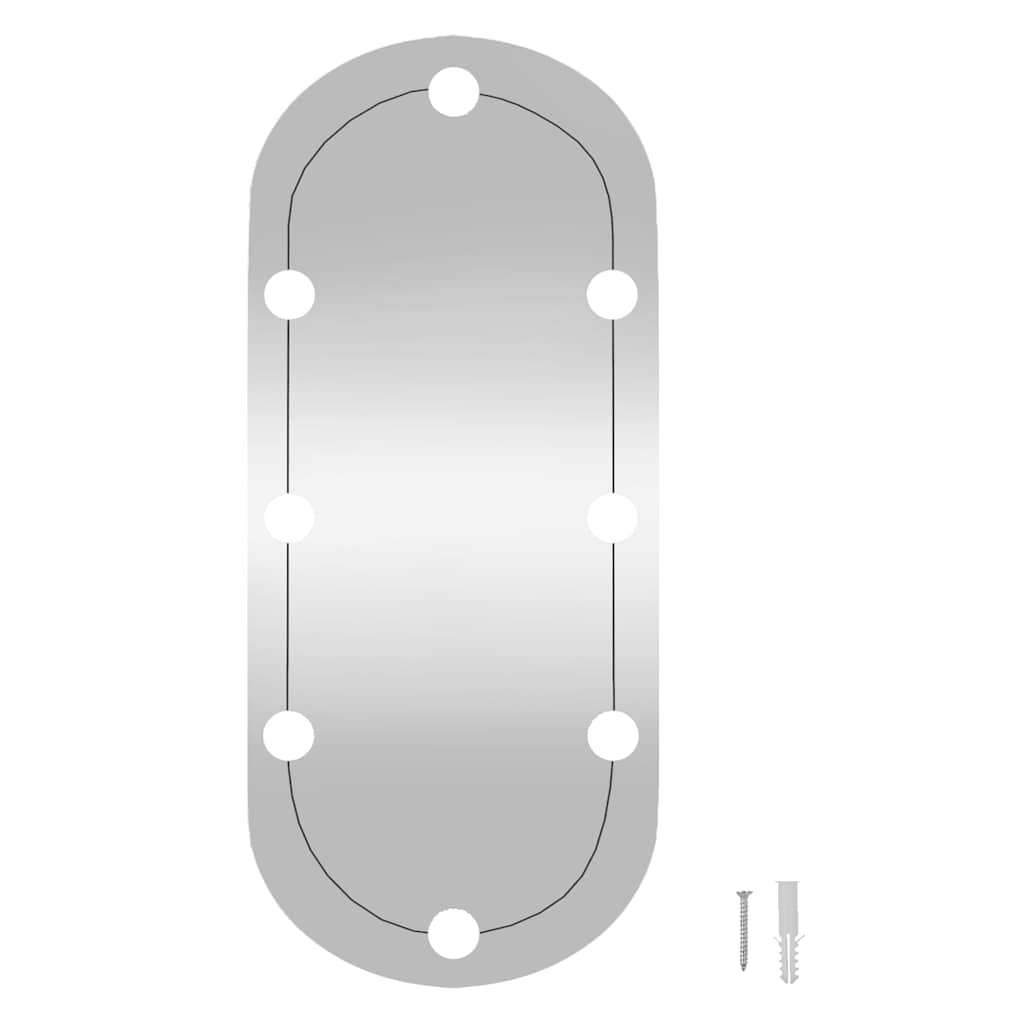 Wandspiegel mit LED-Leuchten 35x80 cm Glas Oval