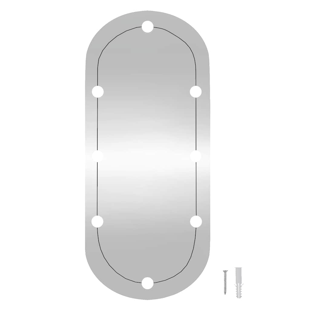 Wandspiegel mit LED-Leuchten 40x90 cm Glas Oval