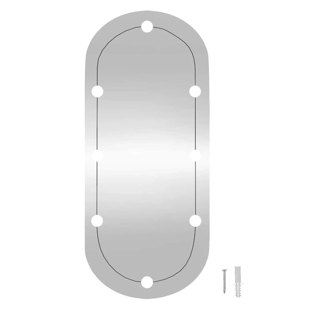 Wandspiegel mit LED-Leuchten 45x100 cm Glas Oval
