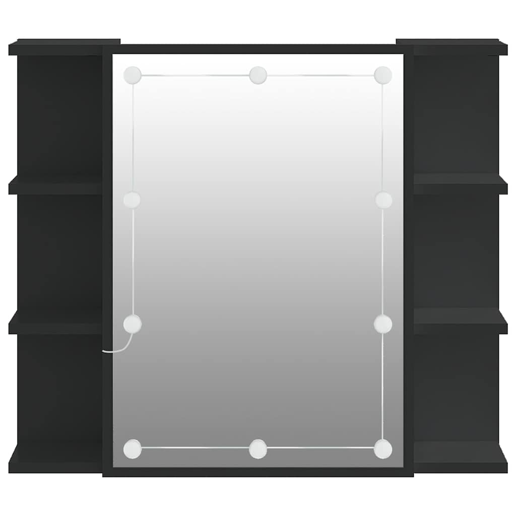 Spiegelschrank mit LED Schwarz 70x16,5x60 cm