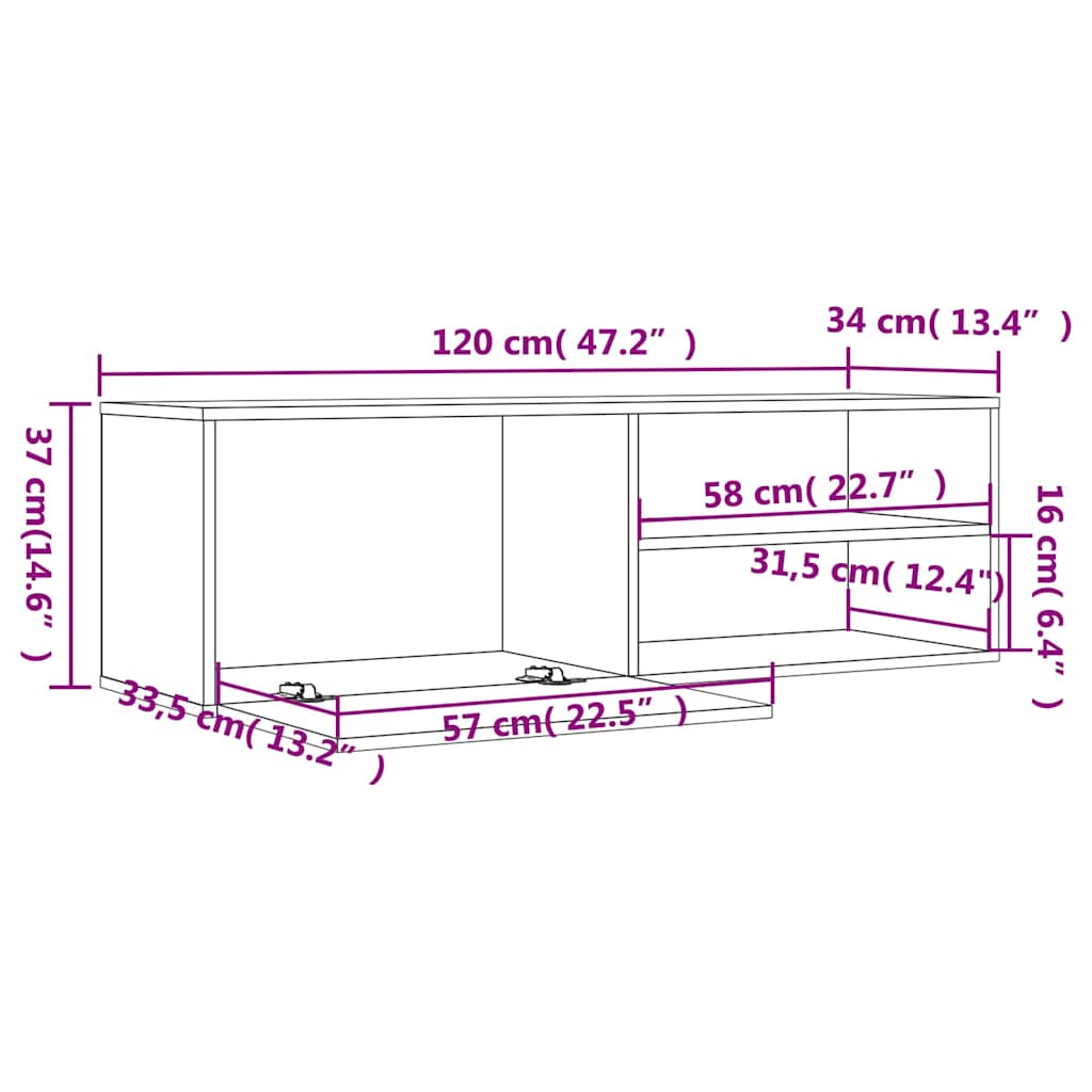 TV-Schrank Räuchereiche 120x34x37 cm Holzwerkstoff