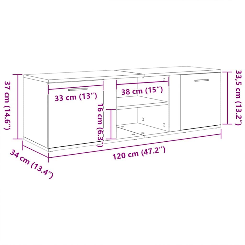 TV-Schrank Räuchereiche 120x34x37 cm Holzwerkstoff