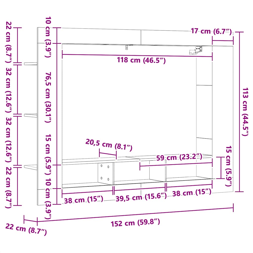 TV-Schrank Weiß 152x22x113 cm Holzwerkstoff