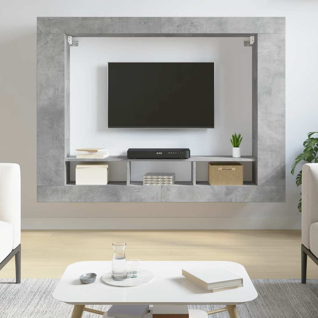 TV-Schrank Betongrau 152x22x113 cm Holzwerkstoff