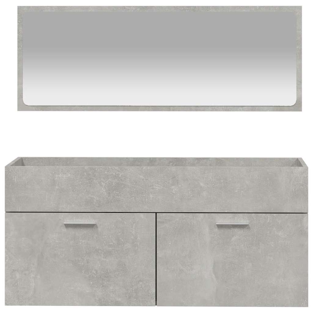 Badschrank mit Spiegel Betongrau Holzwerkstoff