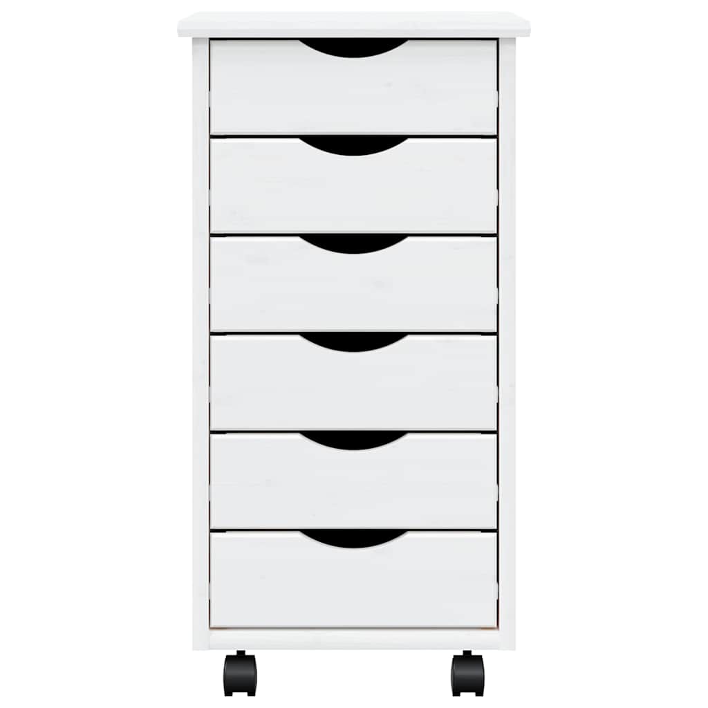 Rollschrank mit Schubladen MOSS Weiß Massivholz Kiefer