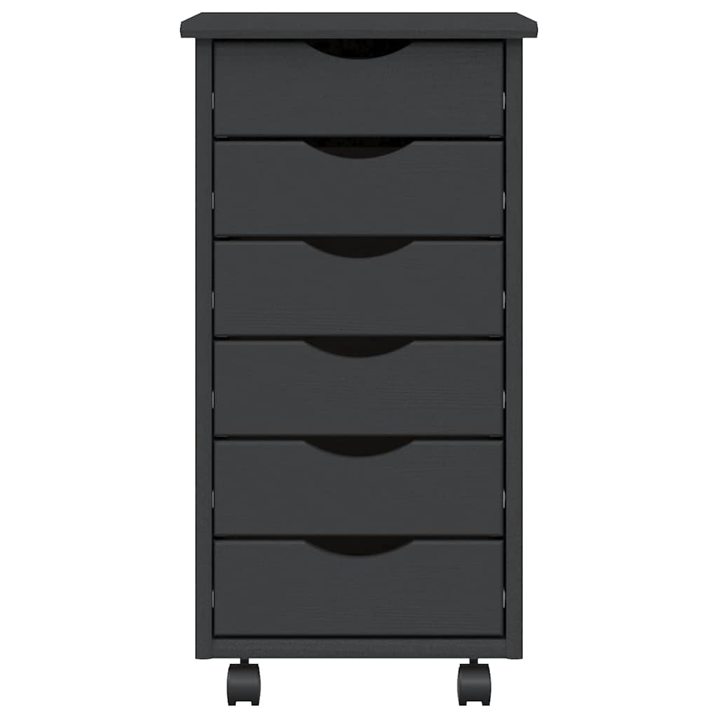 Rollschrank mit Schubladen MOSS Grau Massivholz Kiefer