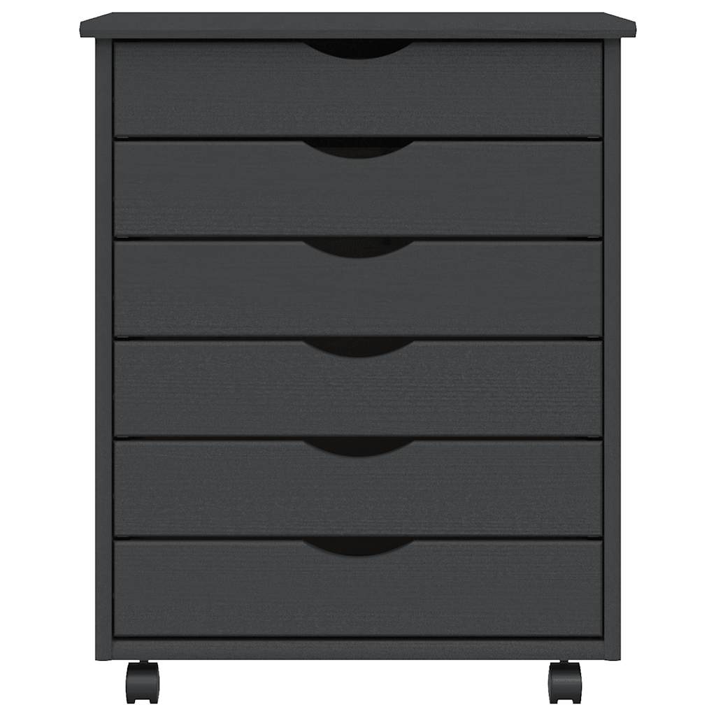 Rollschrank mit Schubladen MOSS Grau Massivholz Kiefer