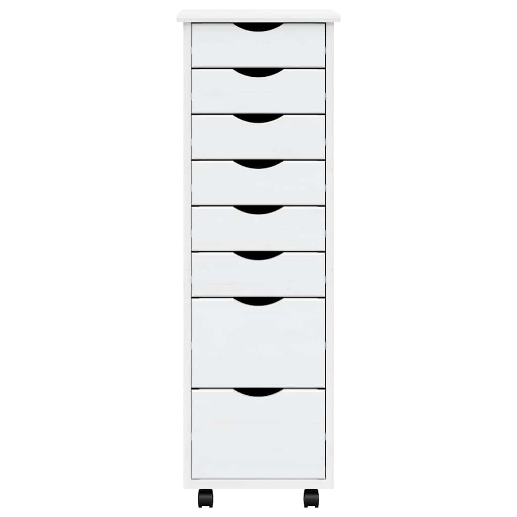 Rollschrank mit Schubladen MOSS Weiß Massivholz Kiefer