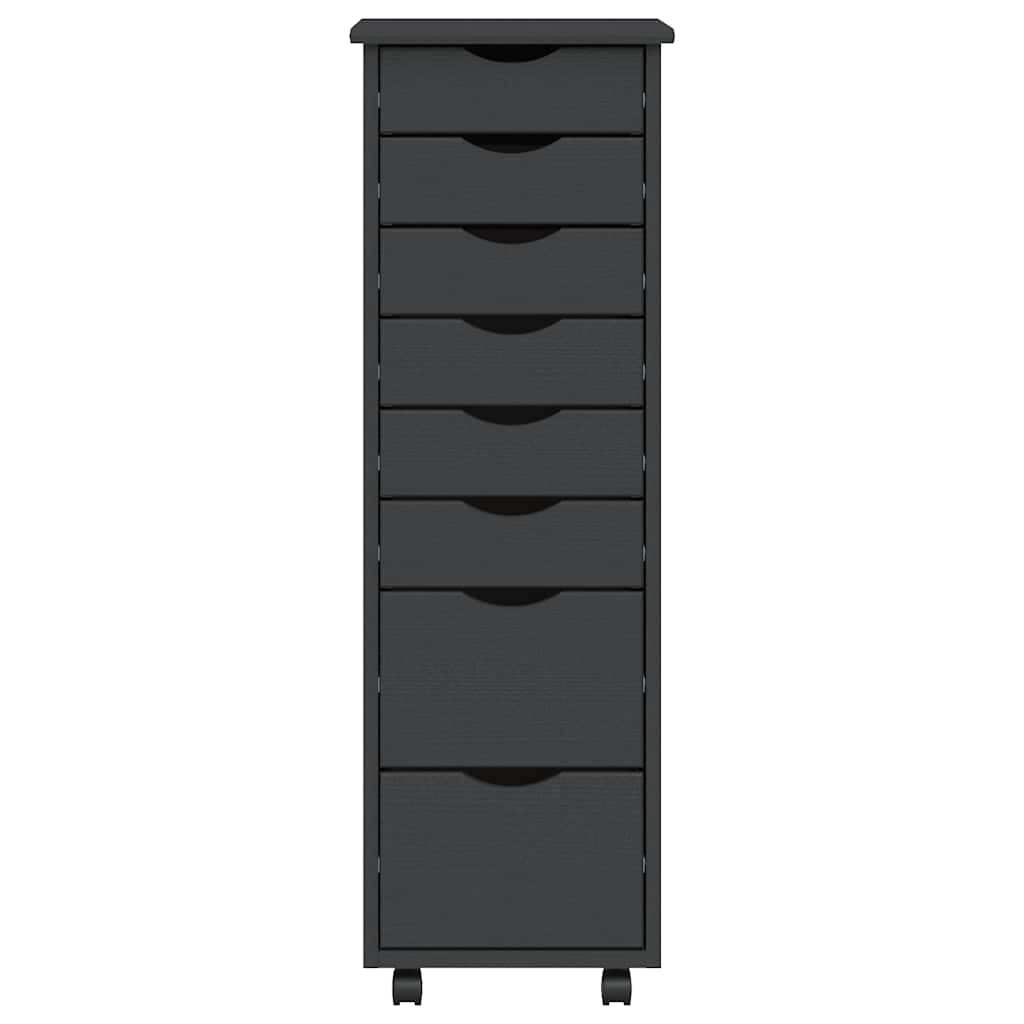 Rollschrank mit Schubladen MOSS Grau Massivholz Kiefer