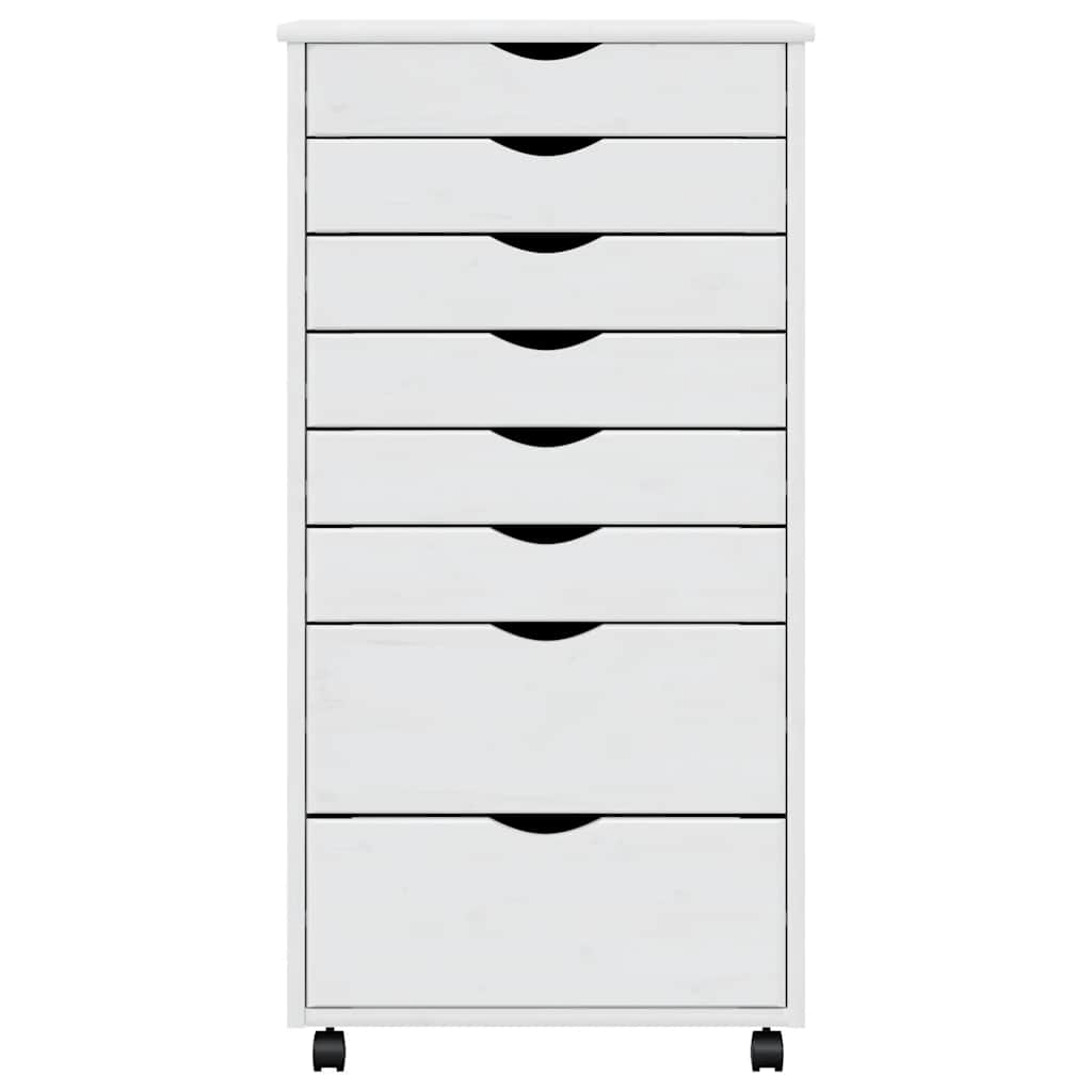 Rollschrank mit Schubladen MOSS Weiß Massivholz Kiefer