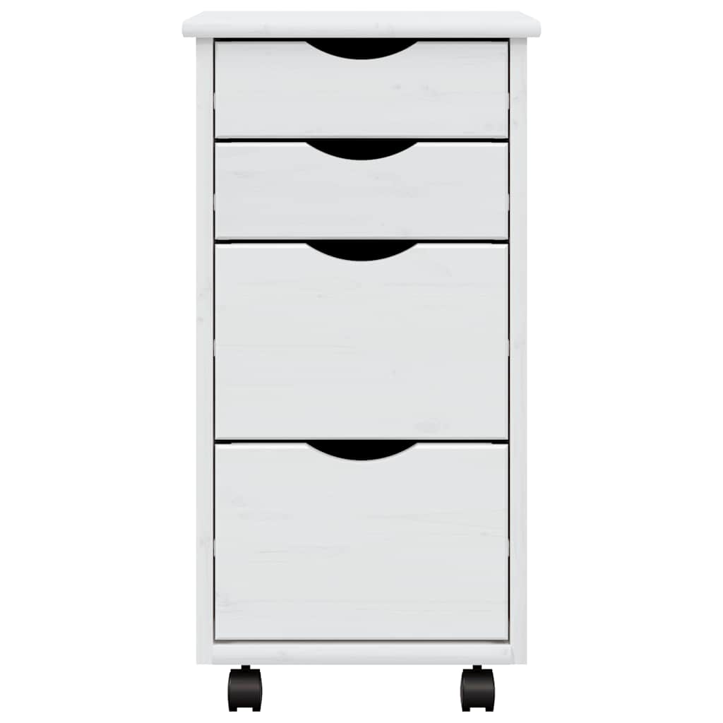 Rollschrank mit Schubladen MOSS Weiß Massivholz Kiefer