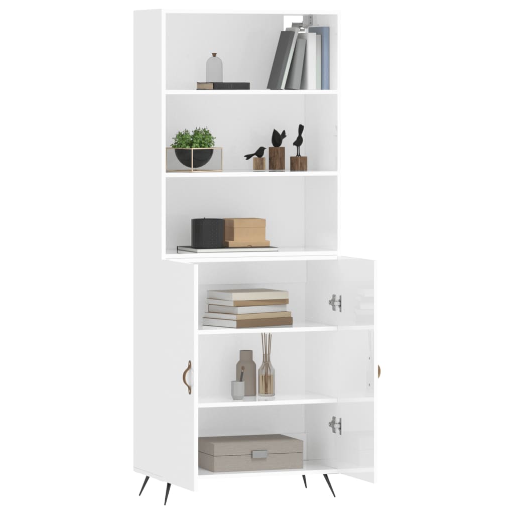 Highboard Hochglanz-Weiß 69,5x34x180 cm Holzwerkstoff