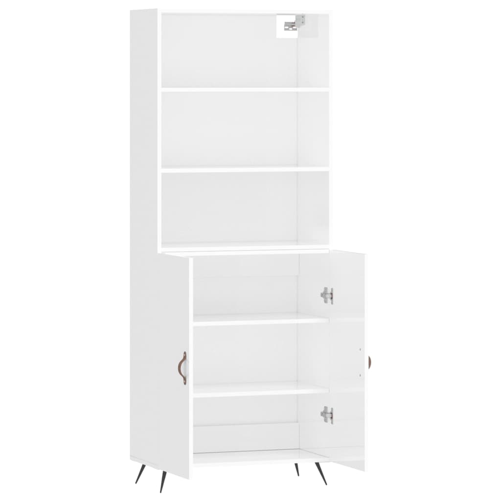 Highboard Hochglanz-Weiß 69,5x34x180 cm Holzwerkstoff