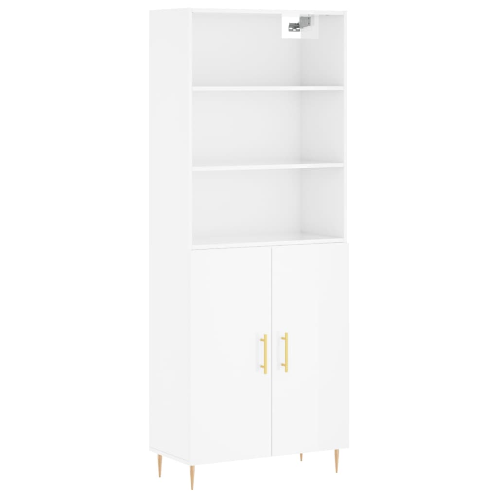 Highboard Hochglanz-Weiß 69,5x34x180 cm Holzwerkstoff