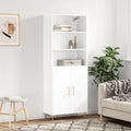 Highboard Hochglanz-Weiß 69,5x34x180 cm Holzwerkstoff