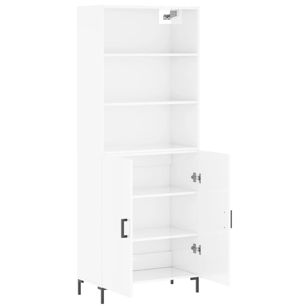 Highboard Hochglanz-Weiß 69,5x34x180 cm Holzwerkstoff