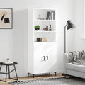 Highboard Hochglanz-Weiß 69,5x34x180 cm Holzwerkstoff