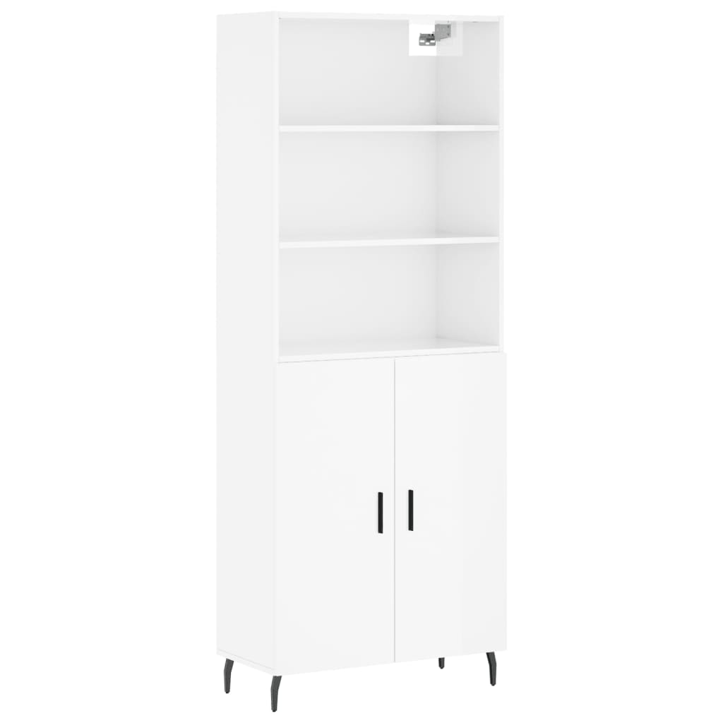 Highboard Hochglanz-Weiß 69,5x34x180 cm Holzwerkstoff