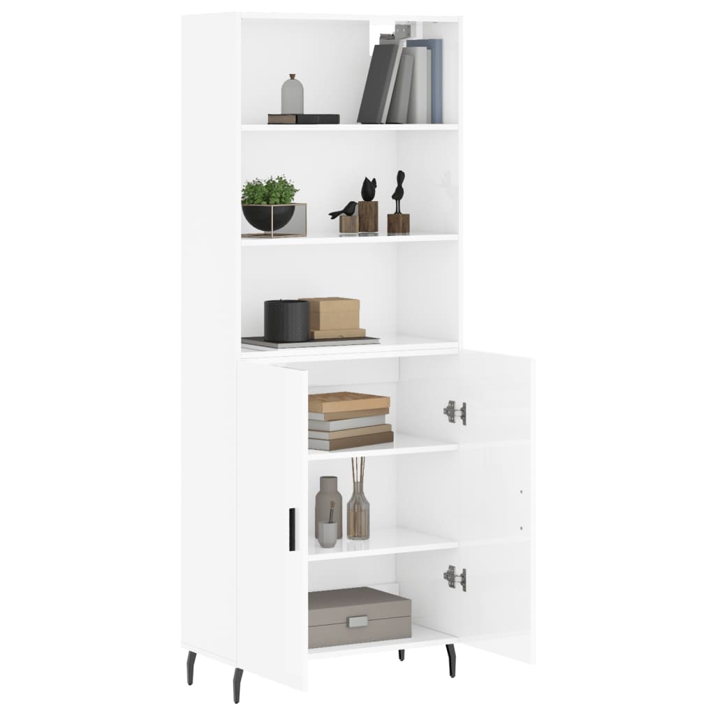 Highboard Hochglanz-Weiß 69,5x34x180 cm Holzwerkstoff