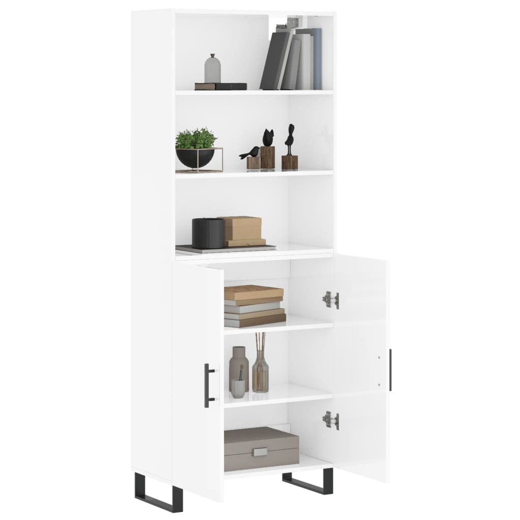 Highboard Hochglanz-Weiß 69,5x34x180 cm Holzwerkstoff
