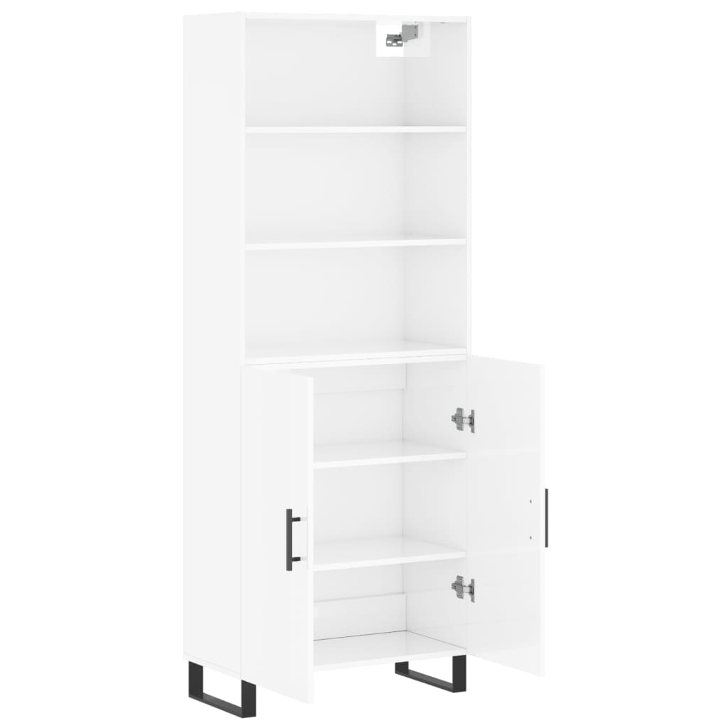 Highboard Hochglanz-Weiß 69,5x34x180 cm Holzwerkstoff