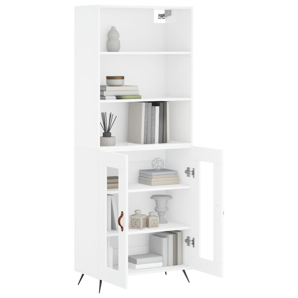 Highboard Hochglanz-Weiß 69,5x34x180 cm Holzwerkstoff
