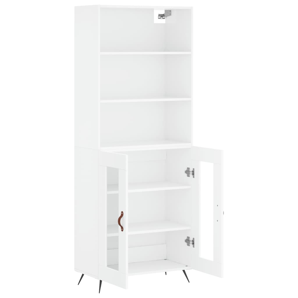 Highboard Hochglanz-Weiß 69,5x34x180 cm Holzwerkstoff