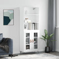 Highboard Hochglanz-Weiß 69,5x34x180 cm Holzwerkstoff