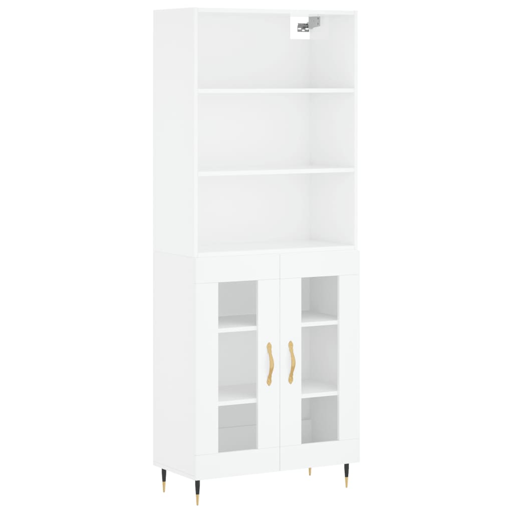 Highboard Hochglanz-Weiß 69,5x34x180 cm Holzwerkstoff
