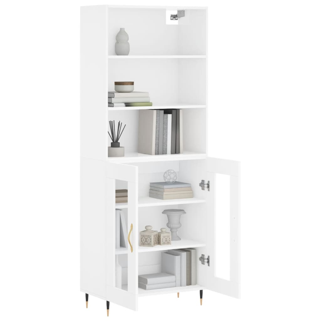 Highboard Hochglanz-Weiß 69,5x34x180 cm Holzwerkstoff
