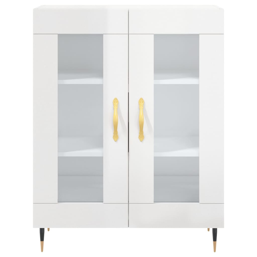 Highboard Hochglanz-Weiß 69,5x34x180 cm Holzwerkstoff