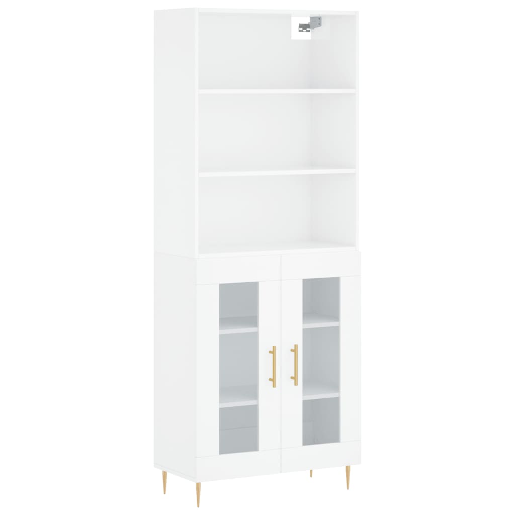 Highboard Hochglanz-Weiß 69,5x34x180 cm Holzwerkstoff