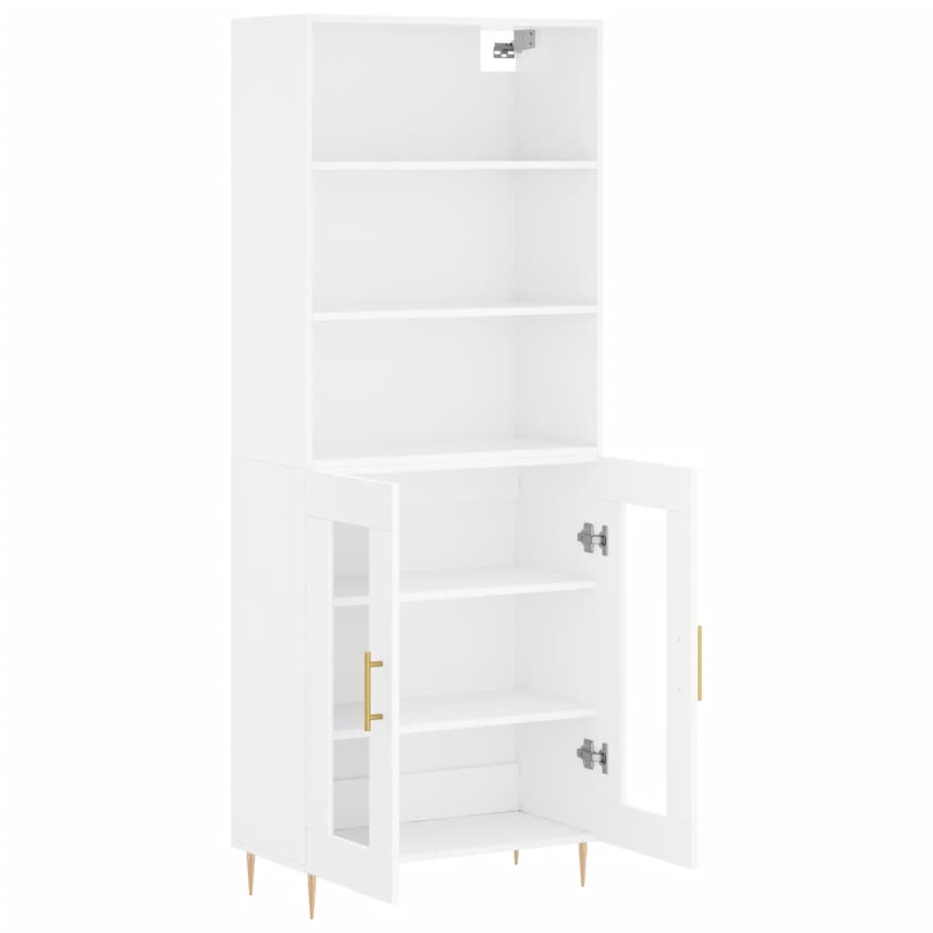 Highboard Hochglanz-Weiß 69,5x34x180 cm Holzwerkstoff